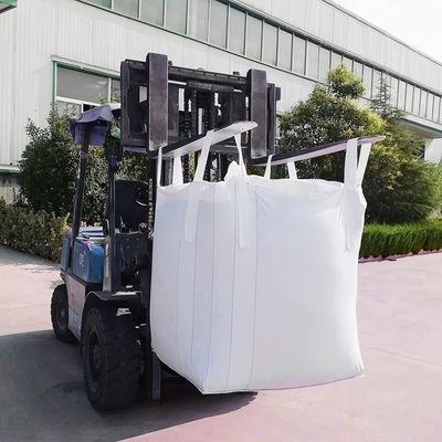 Düz Tabanlı Fibc Jumbo PP Torbalar Yakacak Odun İnşaat Çimento İçin Nefes Alabilir 1 Ton