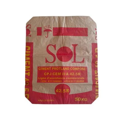 20kg 2 Katlı Kağıt Torbalar Yapıştırıcılı Suya Dayanıklı Çimento Çok Duvarlı Kağıt Torbalar
