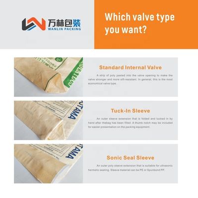 25 KG 40 KG 50 KG PP Dokumalı Çimento Çuvalı Boş PP Valf Torbası Blok Altı Valfla