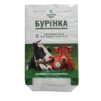 Hayvan Yemi Torbası BOPP Baskı Açık Ağız Dikişli Taban Su Geçirmez PP Dokuma Torba, Hayvancılık Yemi İçin