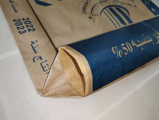 50KG PP Çimento Torbası Nem Direncili Kare Alt Valf PP Çimento Torbası 75GSM'den 90GSM'ye kadar Dokumalı Valf Torbası